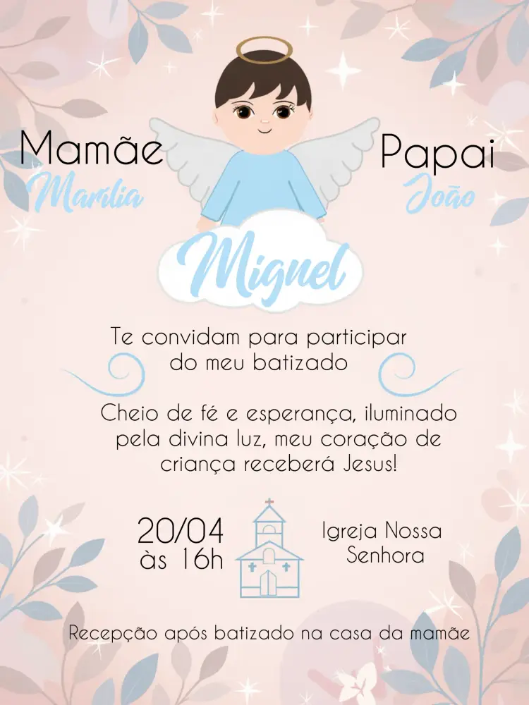 Convite Batizado Anjinho