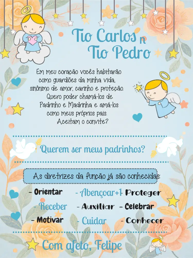 Convite Batizado Anjinho Amarelo editável e personalizável