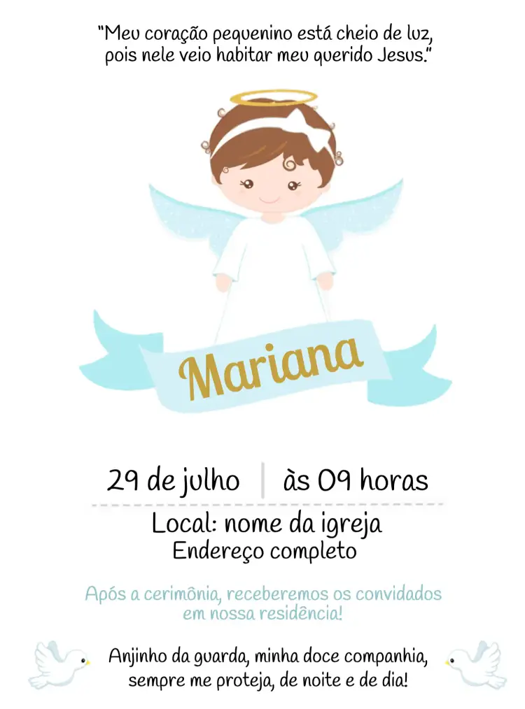 Convite Batizado Anjinho Batismo – tema Batizado azul, anjinho, infantil, moderno, minimalista, fofo