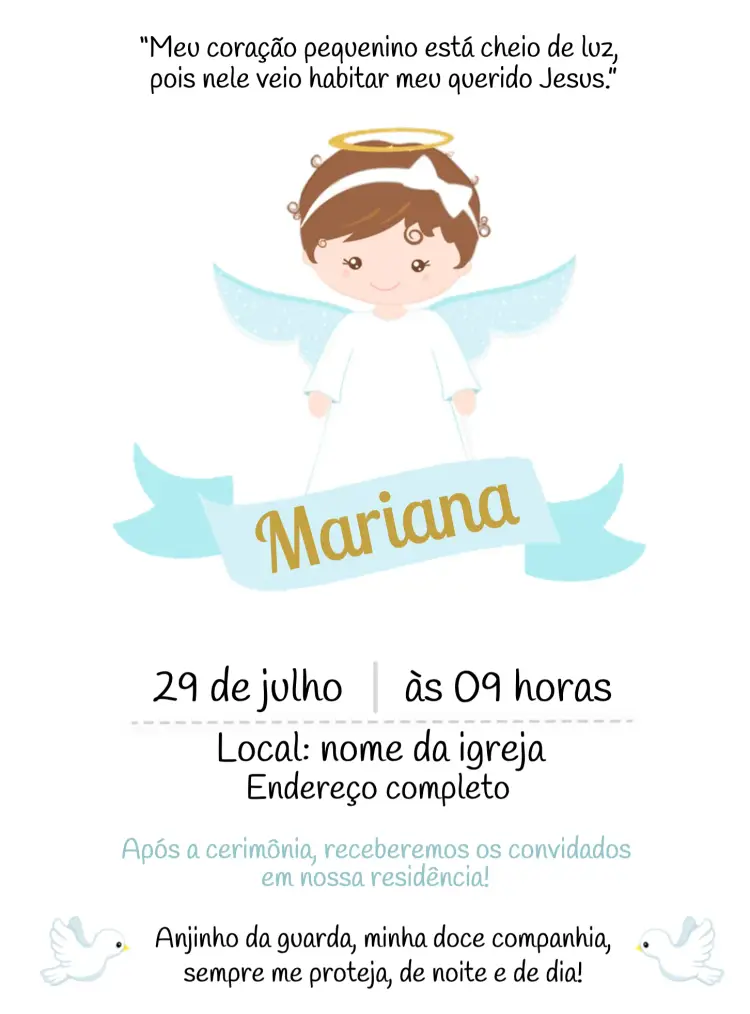 Convite Batizado Anjinho Batismo