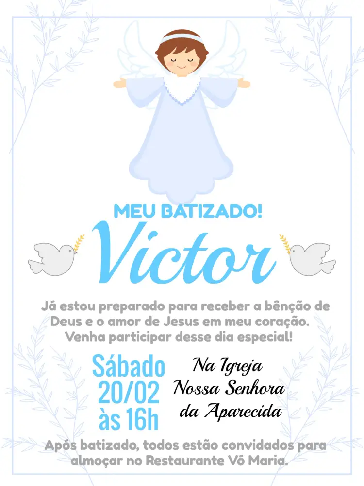 Convite Batizado Anjinho Religião