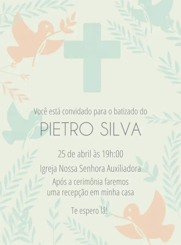 Convite Batizado Azul Menino - Batismo Igreja – tema Batizado azul, minimalista, moderno, delicado, sereno