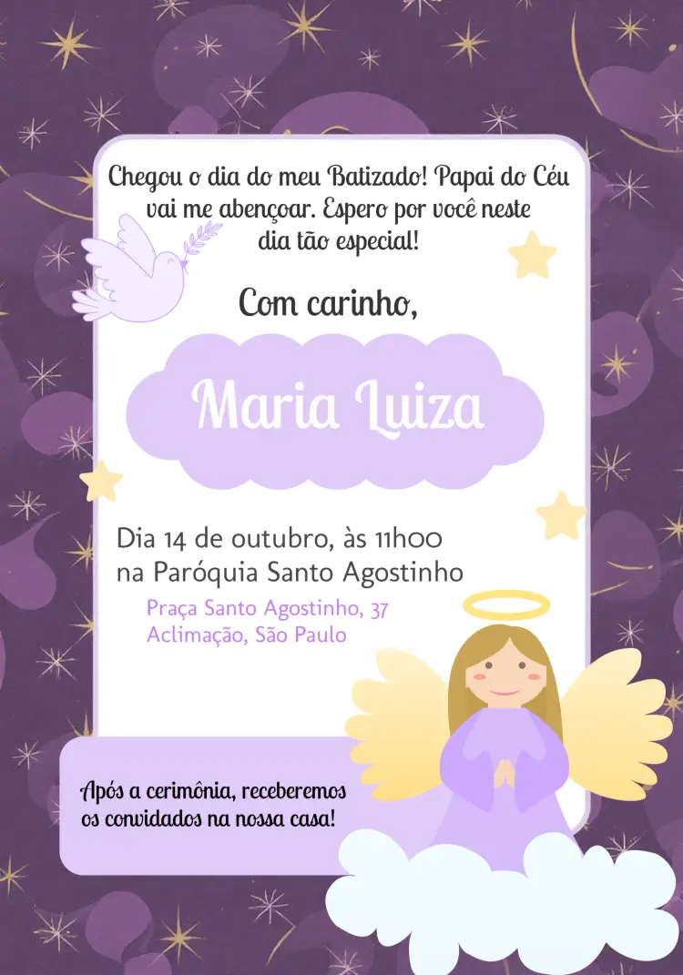 Convite Batizado Branco