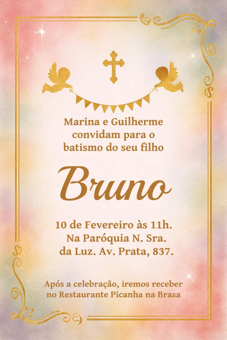 Convite Batizado Branze