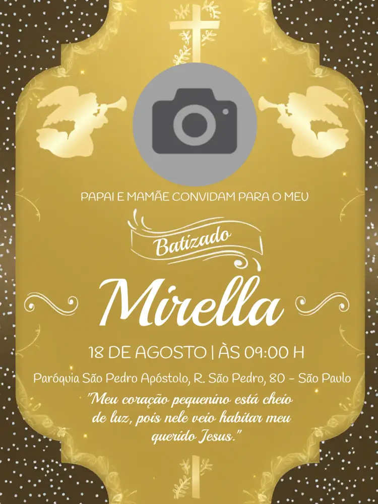 Convite Batizado Com Foto Anjo