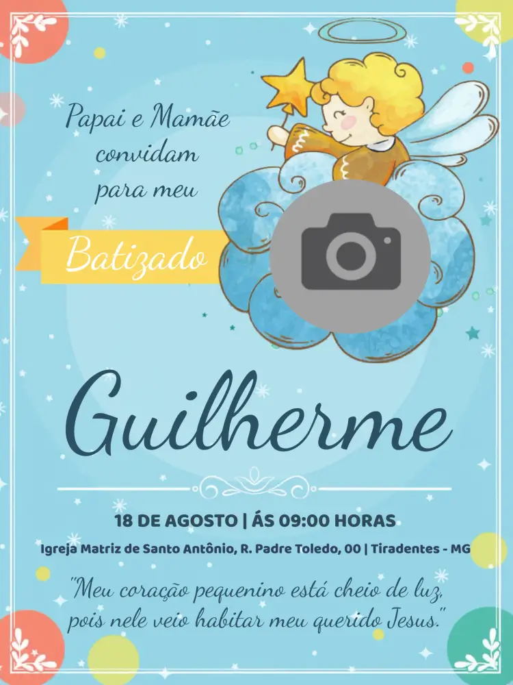Convite Batizado Com Foto Anjo