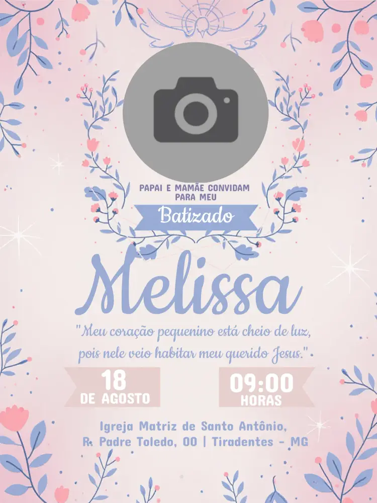 Convite Batizado Com Foto Anjo