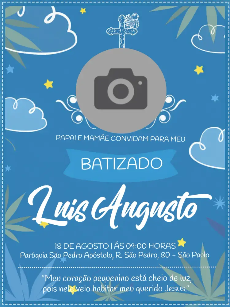 Convite Batizado Com Foto Batismo
