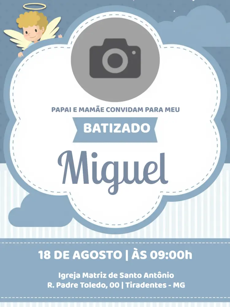 Convite Batizado Com Foto Batismo