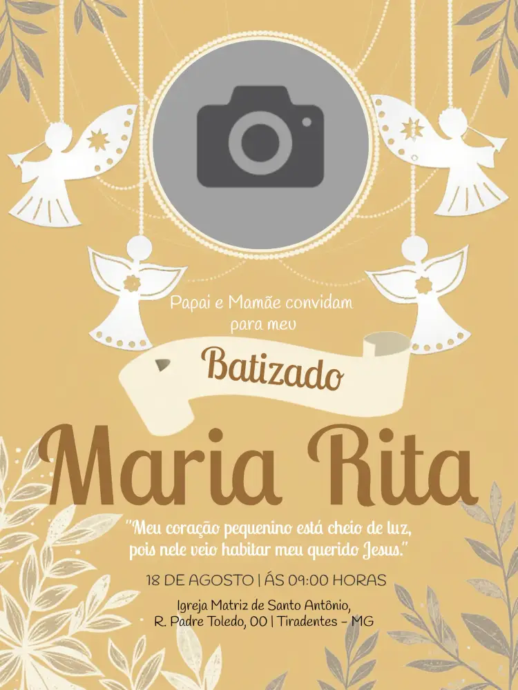 Convite Batizado Com Foto Batismo