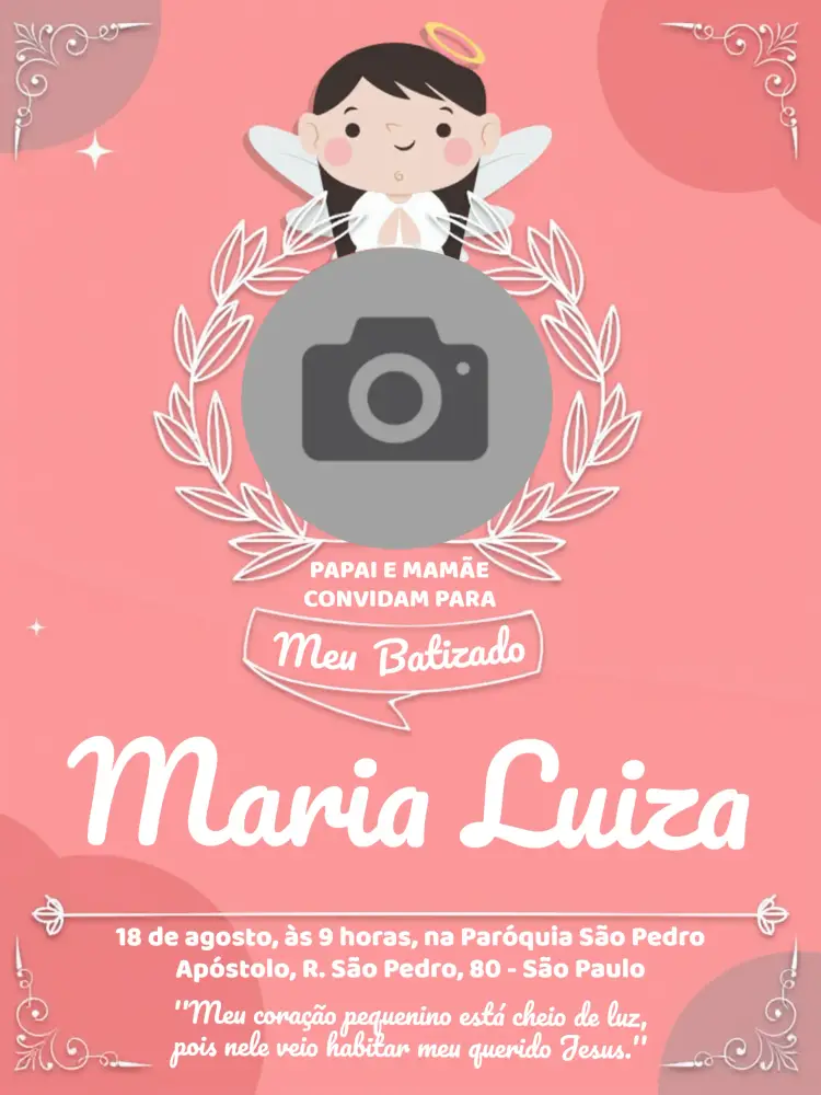 Convite Batizado Com Foto Batismo