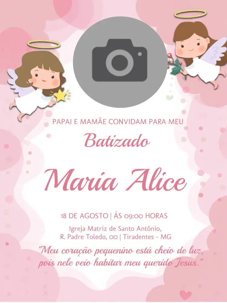 Convite Batizado Com Foto Igreja