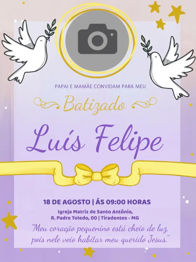 Convite Batizado Com Foto Igreja