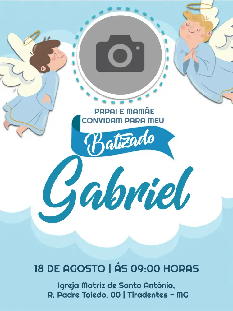 Convite Batizado Com Foto Menino