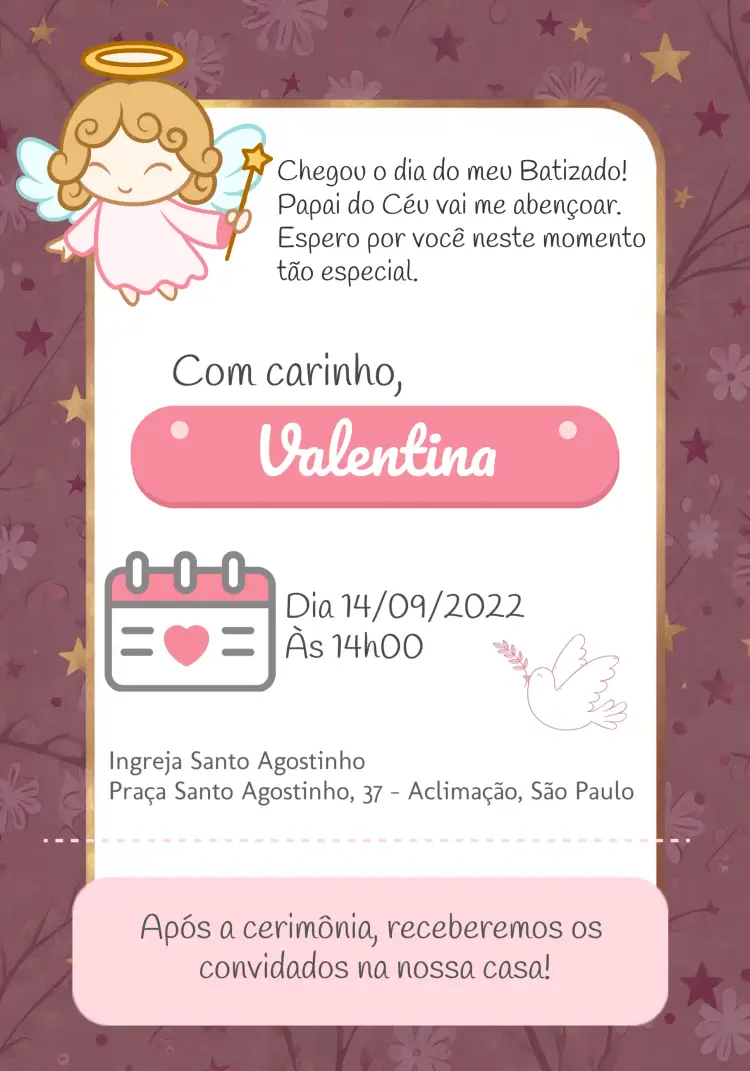 Convite Batizado De Menina Passaro