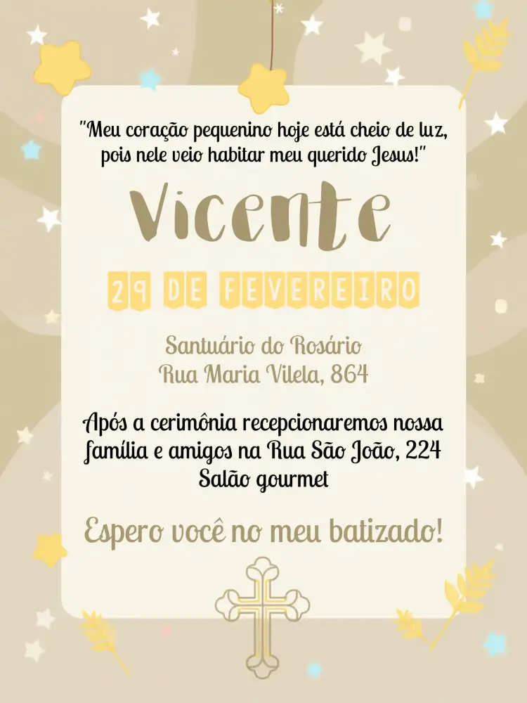 Convite Batizado Digital – tema Primeira Comunhão colorido, anjinhos, moderno, infantil, alegre