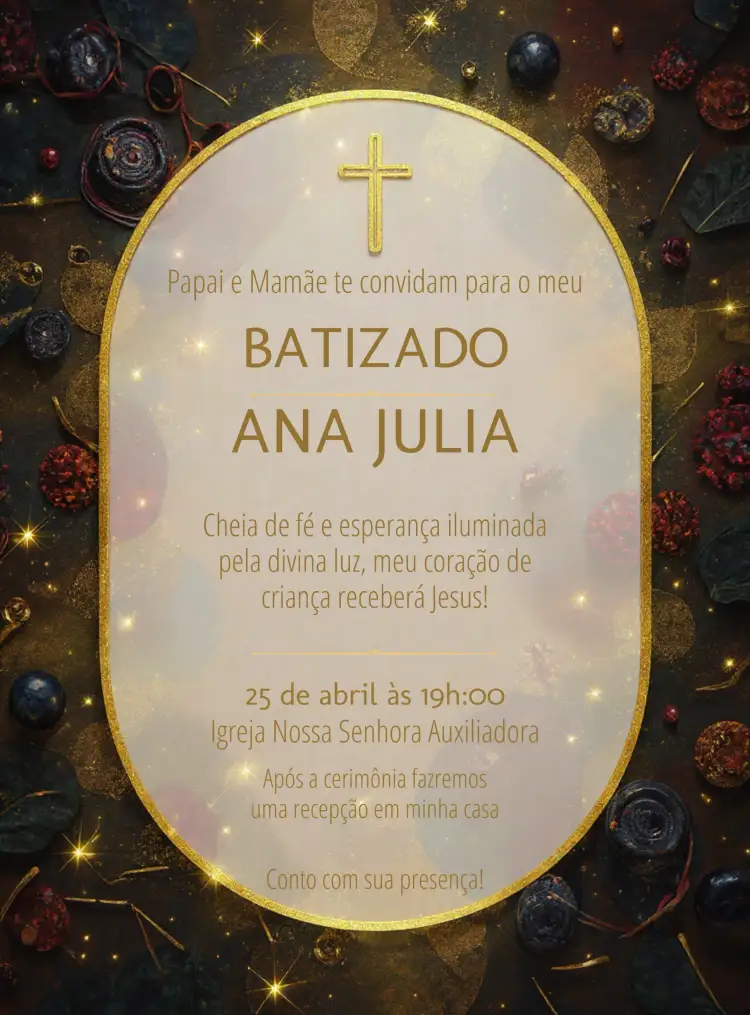 Convite Batizado Elegante Dourado Menino – tema Batizado dourado, elegante, moderno, minimalista, clássico