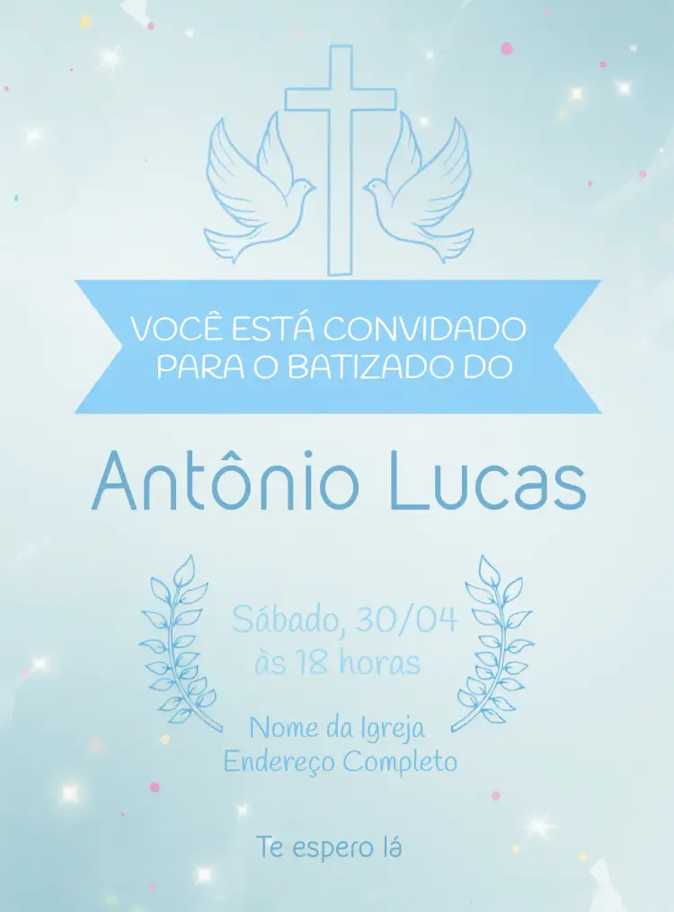 Convite Batizado Flores