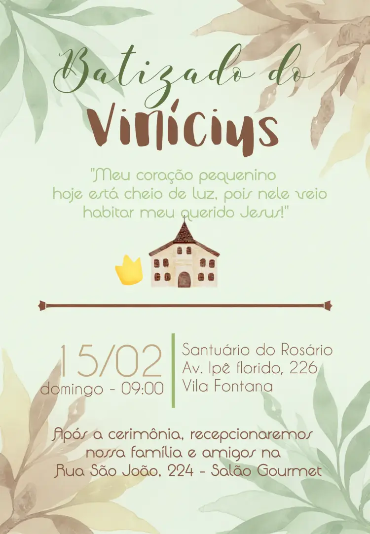 Convite Batizado Igreja