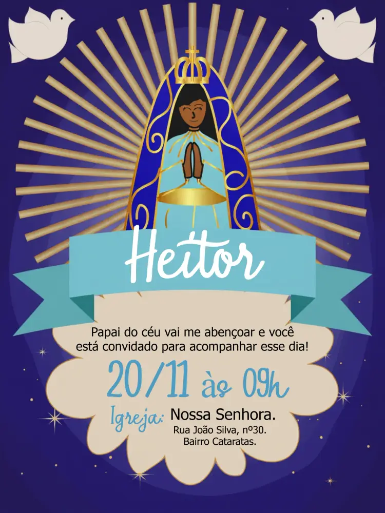Convite Batizado Nossa Senhora Igreja