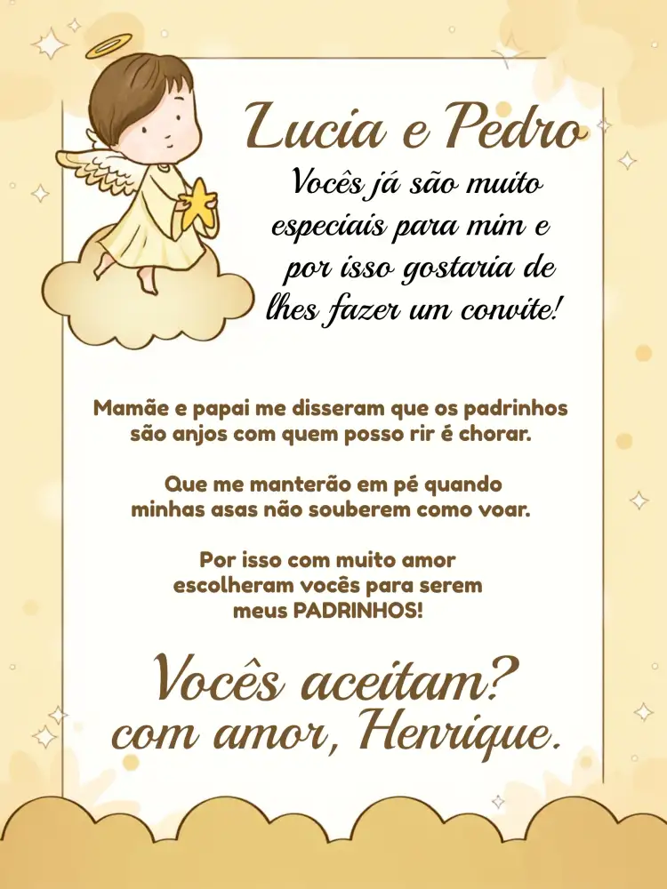 Batizado Padrinhos Anjinho Batismo