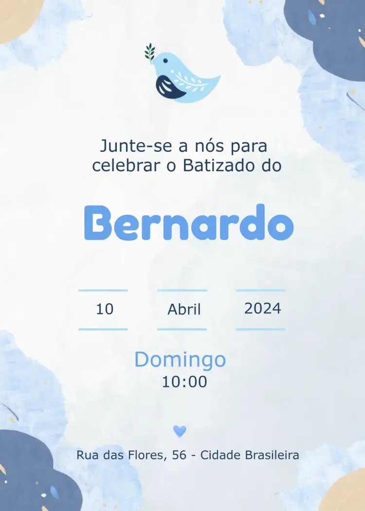 Convite Batizado Passarinho Batismo