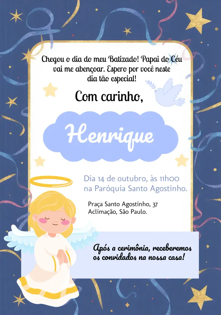 Convite Batizado Passaro