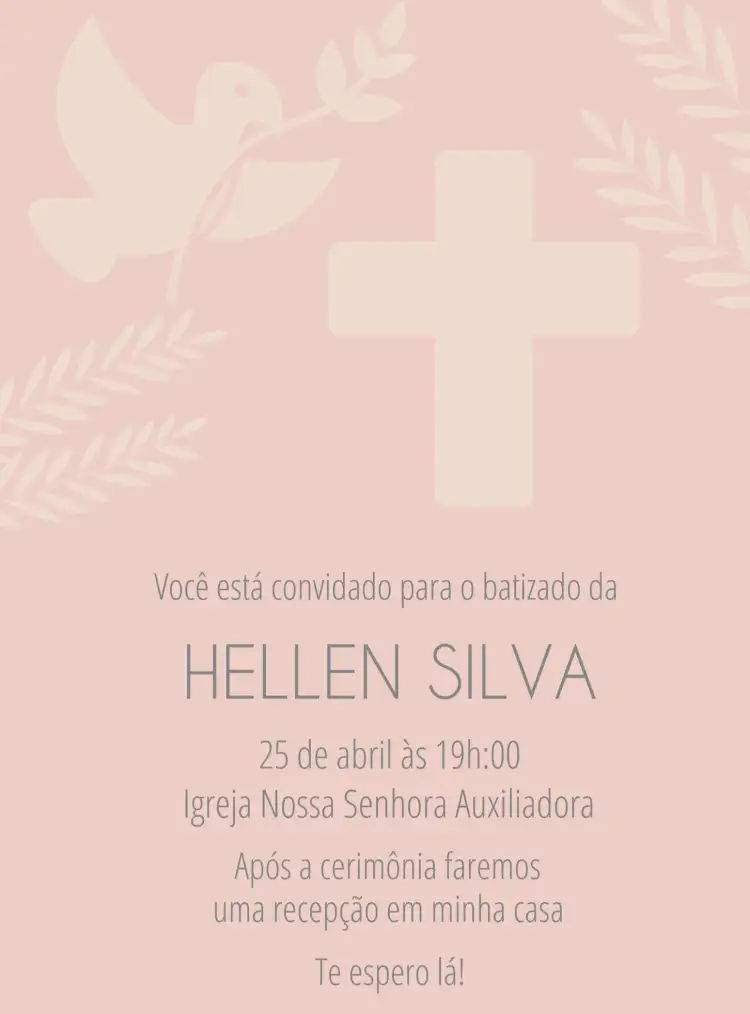 Batizado Rosa Menina - Batismo Igreja