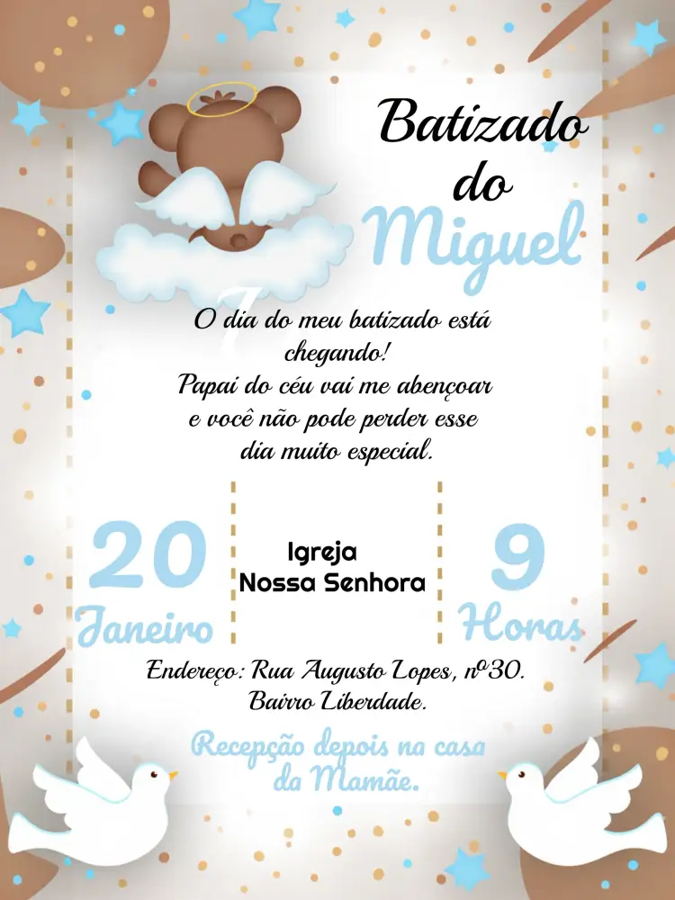 Convite Batizado Ursinho Menino