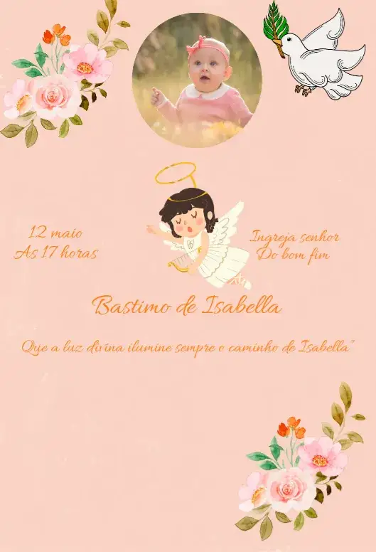 Invitation Christening – Baptism theme floral, minimalist, pastel, modern, delicate, romantic