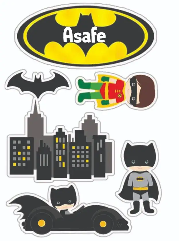 Convite Batman Baby – tema Topo de bolo azul e amarelo, super-heróis, divertido, aventura, infantil, moderno