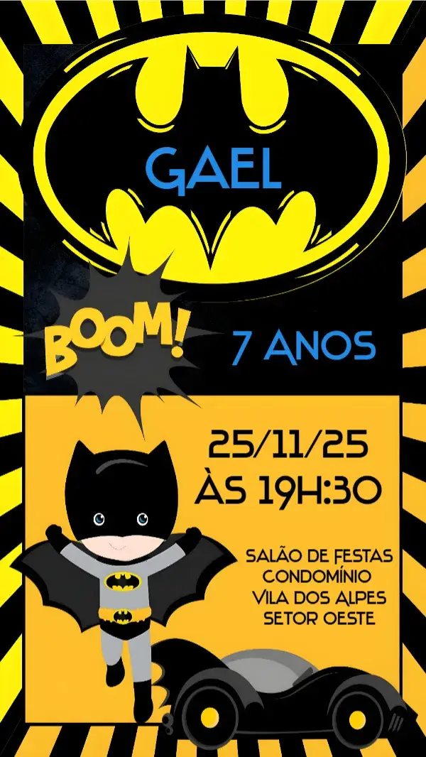 Convite Batman Baby Cute