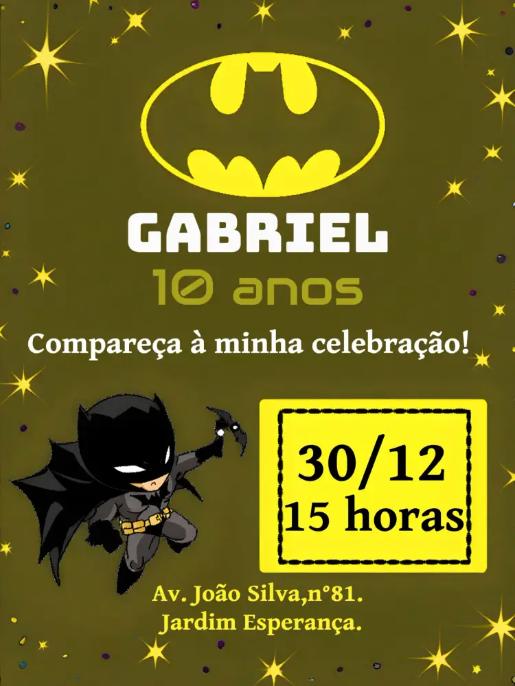 Convite Batman Preto