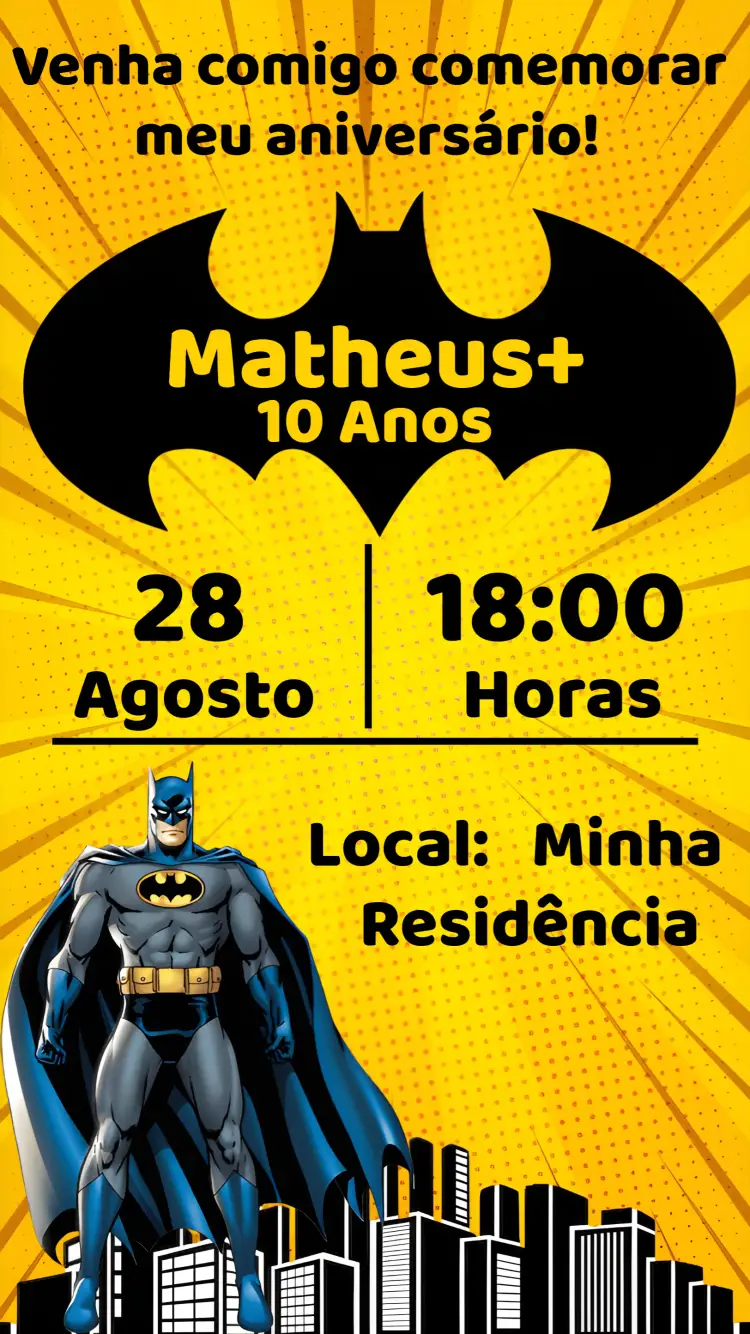 Convite Batman Desenho