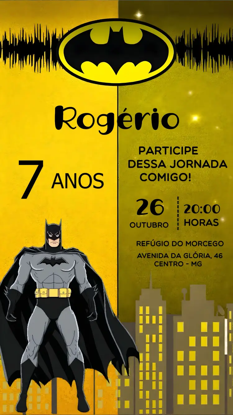 Convite Batman Quadrinhos