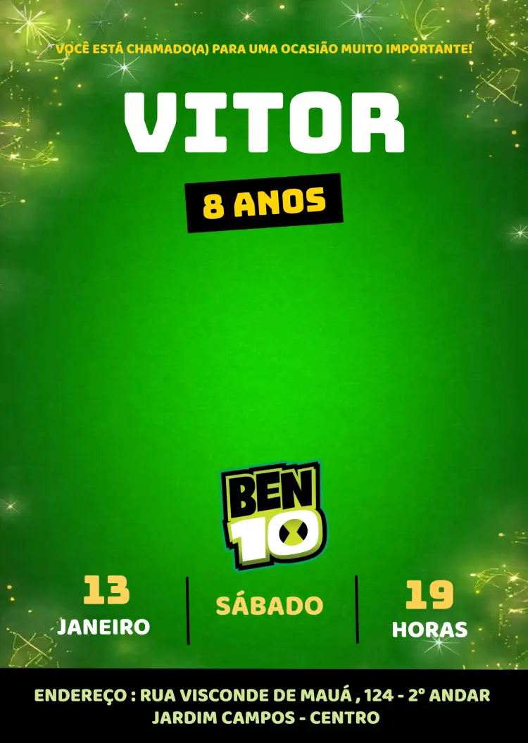 Convite Ben 10 Colorido