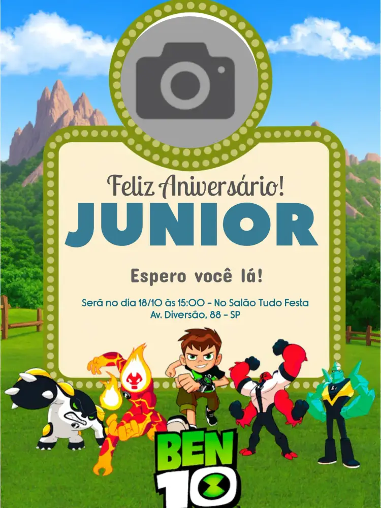 Convite Ben 10 Com Foto Benjamin
