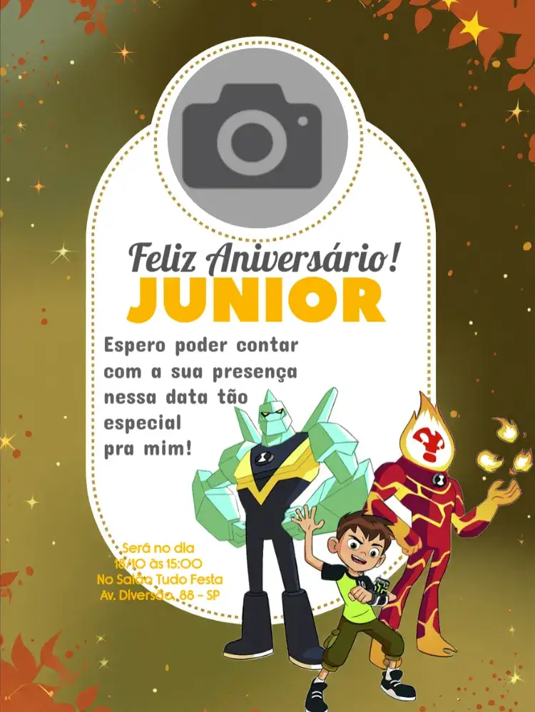 Convite Ben 10 Com Foto Menino