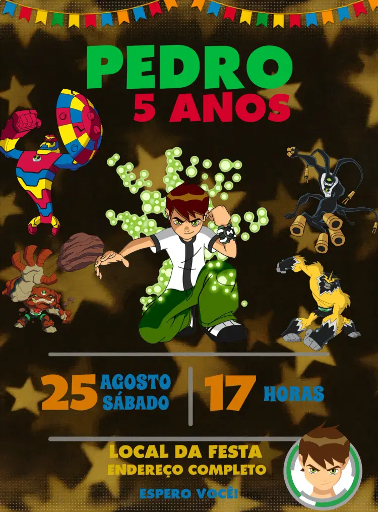 Convite Ben 10 Infantil