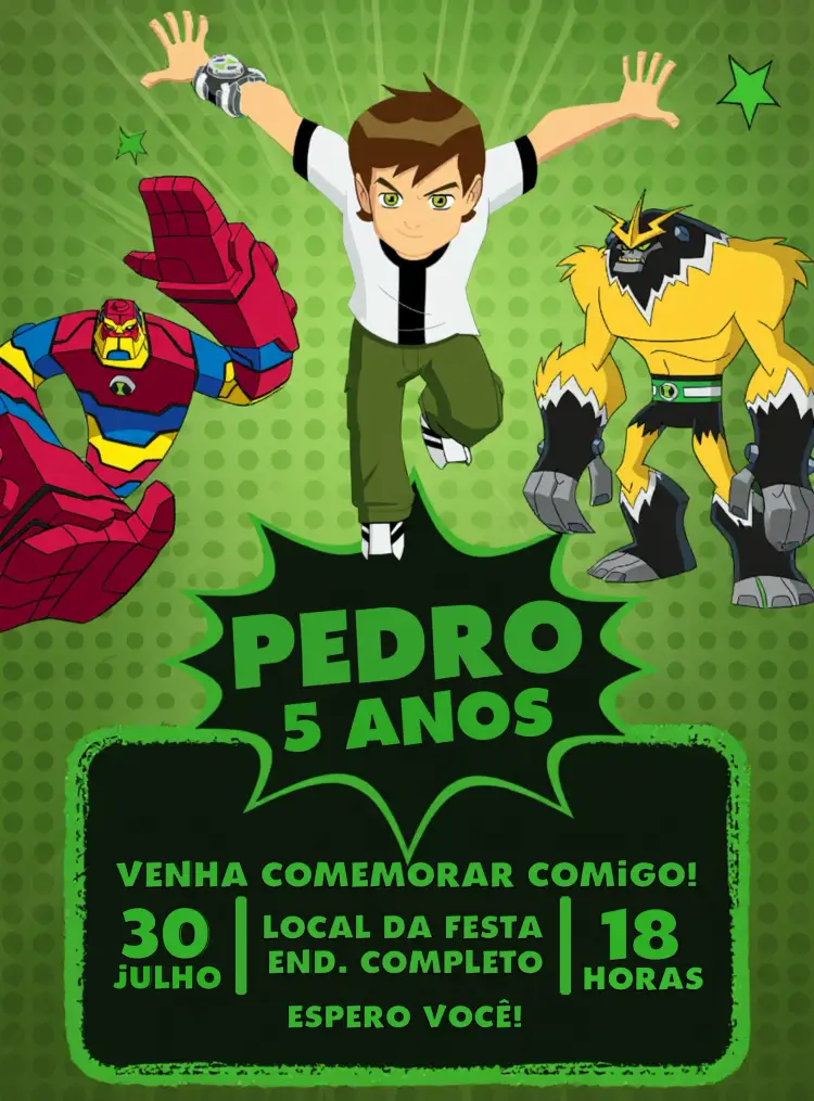 Convite Ben 10 Menino