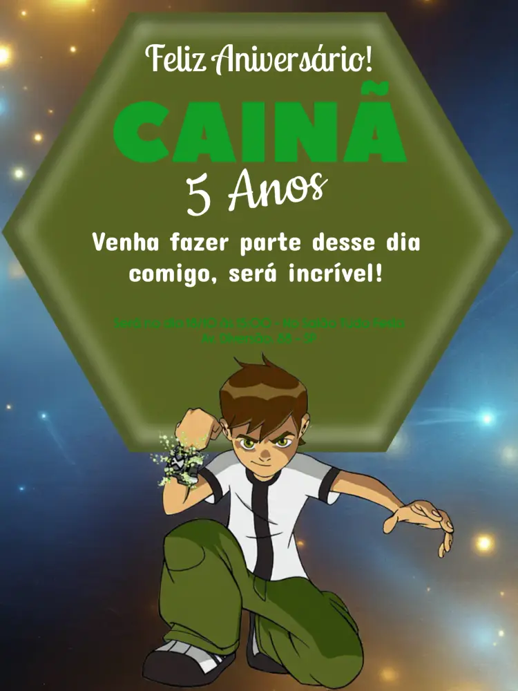 Convite Ben 10 Menino