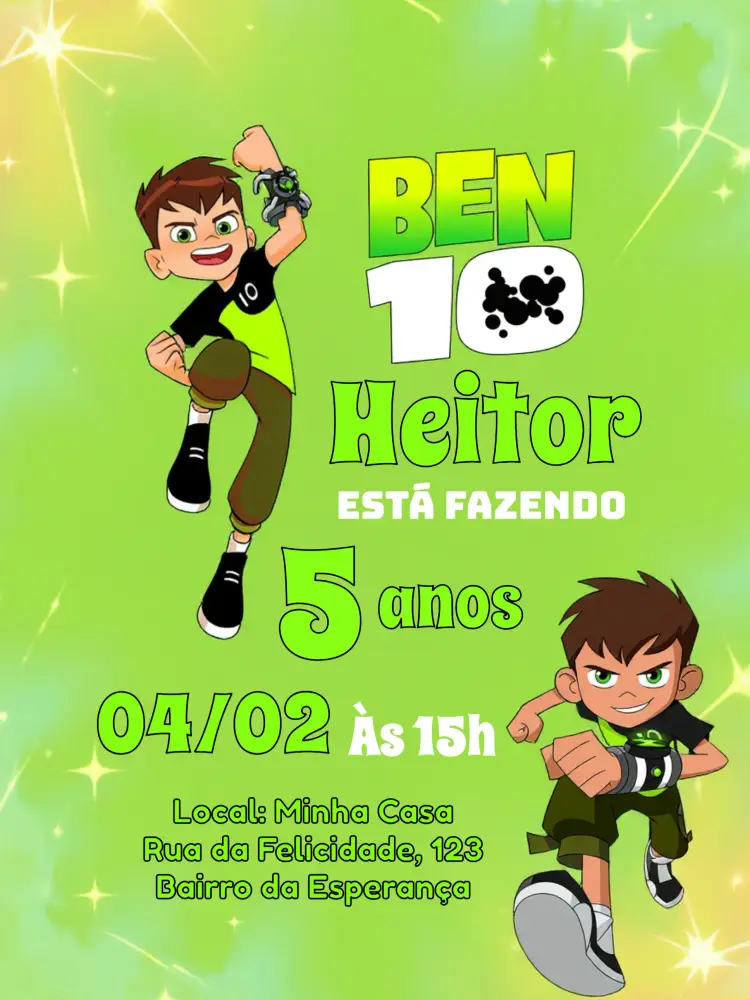 Convite Ben 10 Menino