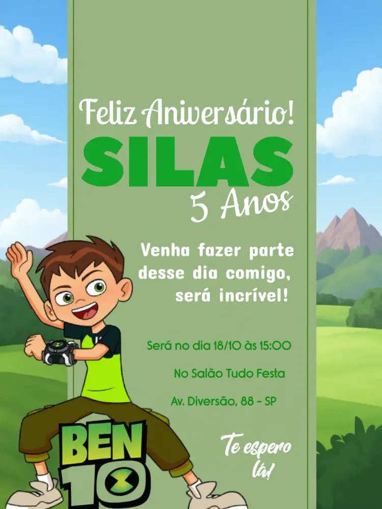 Convite Ben 10 Monstros