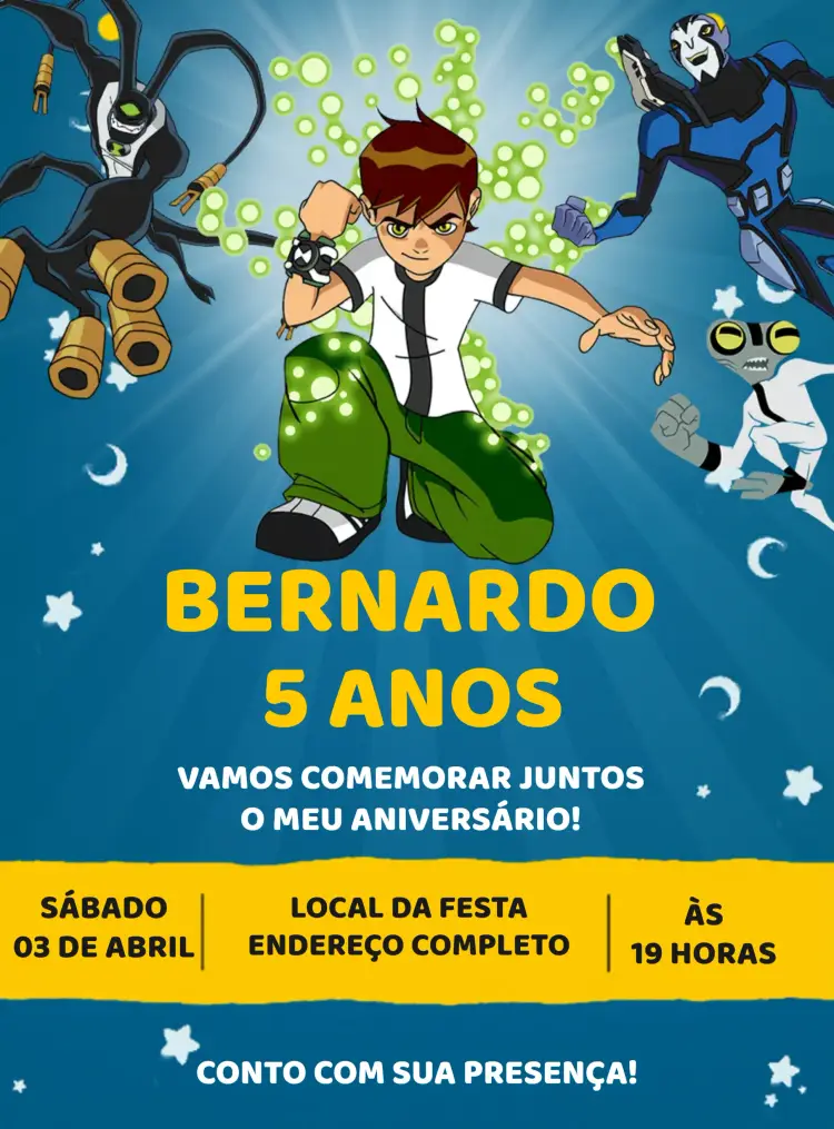 Convite Ben 10 Monstros