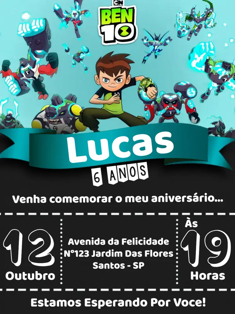 Convite Ben 10 Roxo
