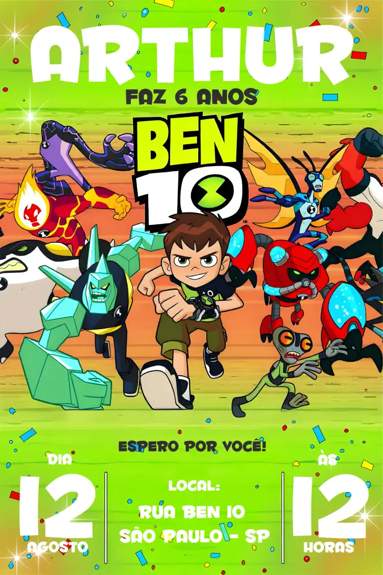 Convite Ben 10 Verde