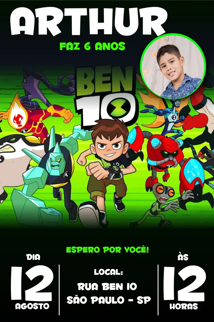 Convite Ben 10 Verde
