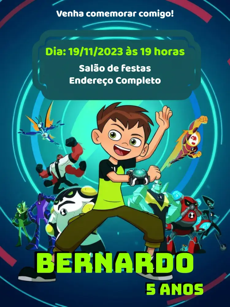 Convite Ben 10 Verde