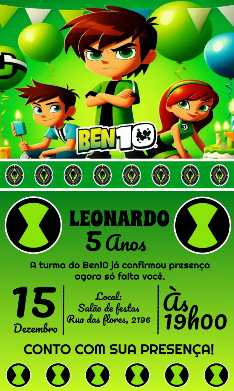 Convite Ben10 Monstros