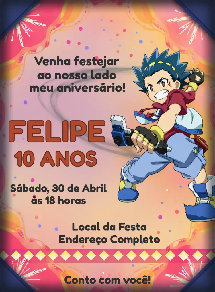 Convite Beyblade Dragão